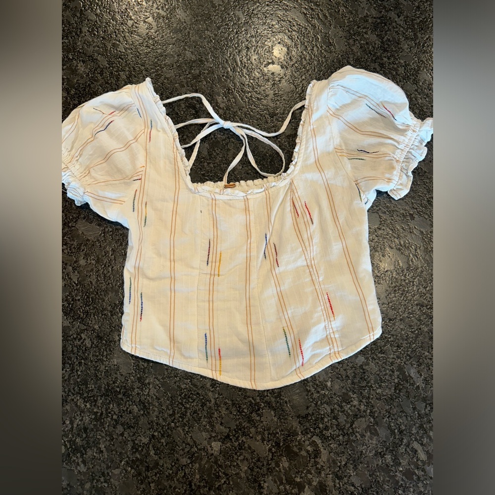 Free People Boho Cropped Blouse Top